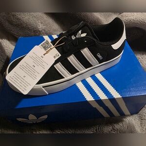 Adidas Black and White Campus Vulc Sneakers